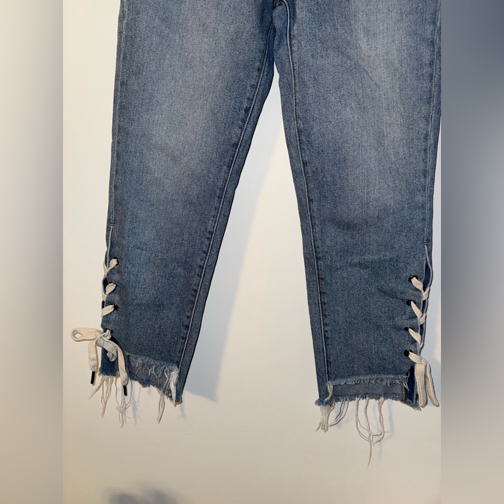 Hidden Lace Up Denim Straight Leg Jeans Size 26 - Picture 3 of 16